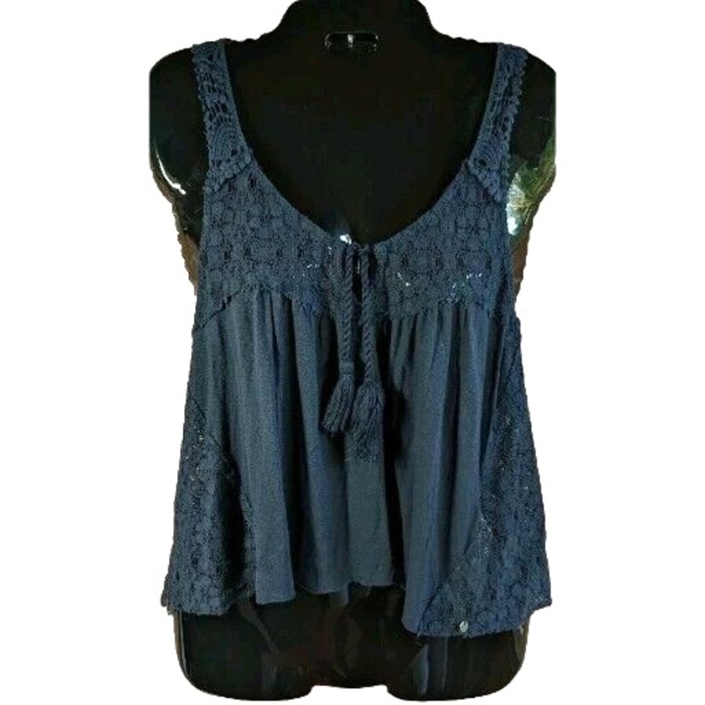 Abercrombie & Fitch Lace Tank Top XS Fairy Grunge Flowy Swan Gilbert Tassel